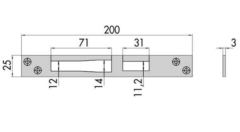 Incontro in acciaio inox 06461.11.0 MM.200x25x3