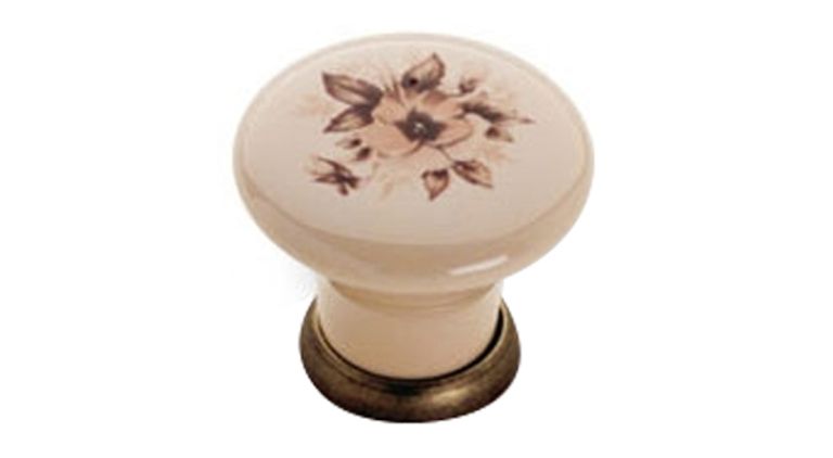 Pomolo ceramica Mod.040 CON FIORE BLU + BASE ORLUCIDO
