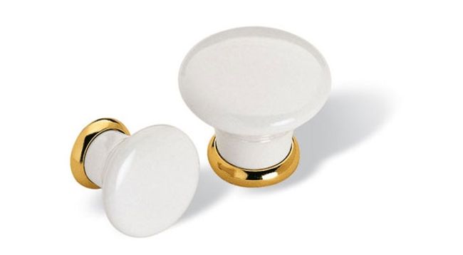 Pomolo ceramica Mod.030 + BASE OROLUCIDO