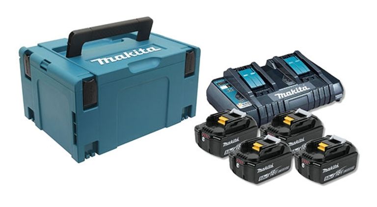 Kit ENERGY Makita con 4 batterie 18V + caricabatterie DC18RD doppio +VALIGETTA 18v-5,0Ah
