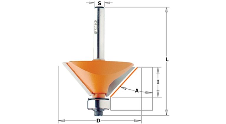 Fresa per smussare con cuscinetto Mod.936 D.19x11,5x55 C/CUSCINETTO