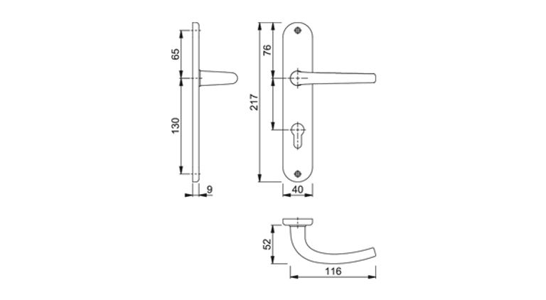 SEATTLE maniglia con placca alluminio (SP.40-50)