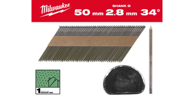 Chiodi inclinati a 34° D.2,8mm zigrinati MILWAUKEE 