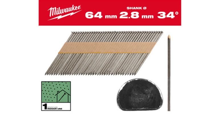 Chiodi inclinati a 34° D.2,8mm lisci MILWAUKEE 
