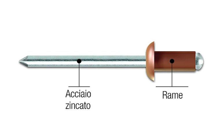Rivetto a strappo testa bombata rame Mod.RD00 