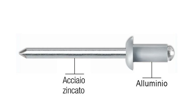 Rivetto a strappo testa bombata alluminio Mod.RA00 