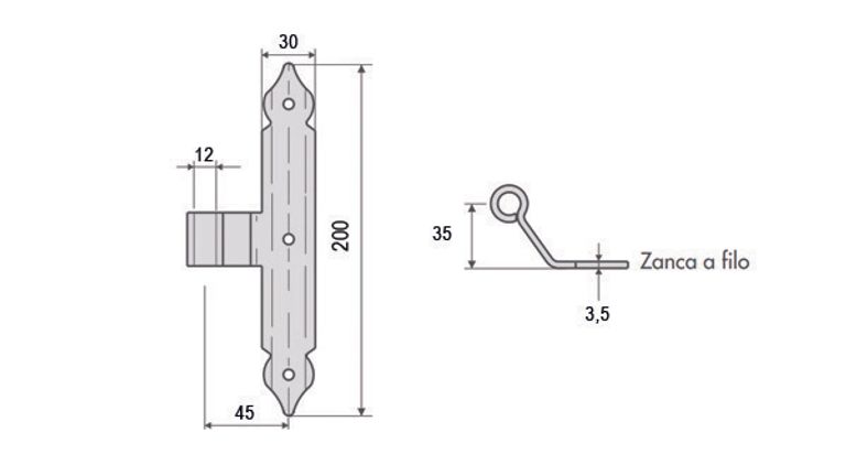 Bandella a T zanca a filo mm.35 Rotonda Rigata 